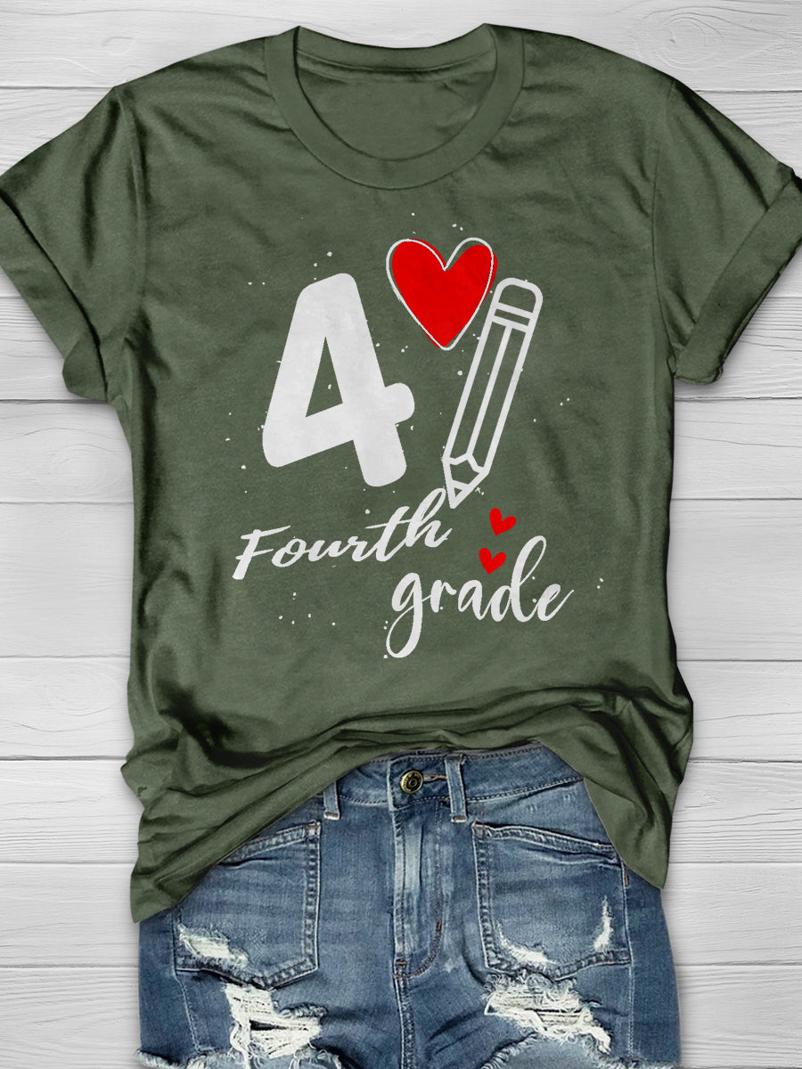 4 Fourth Grade Print Graphic T-shirts