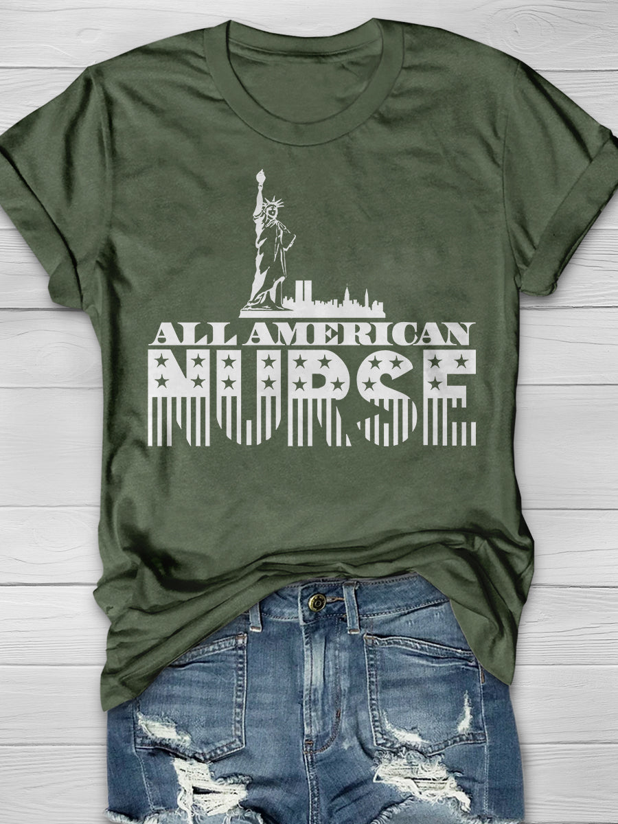 American Nurse Print Short Sleeve T-shirt