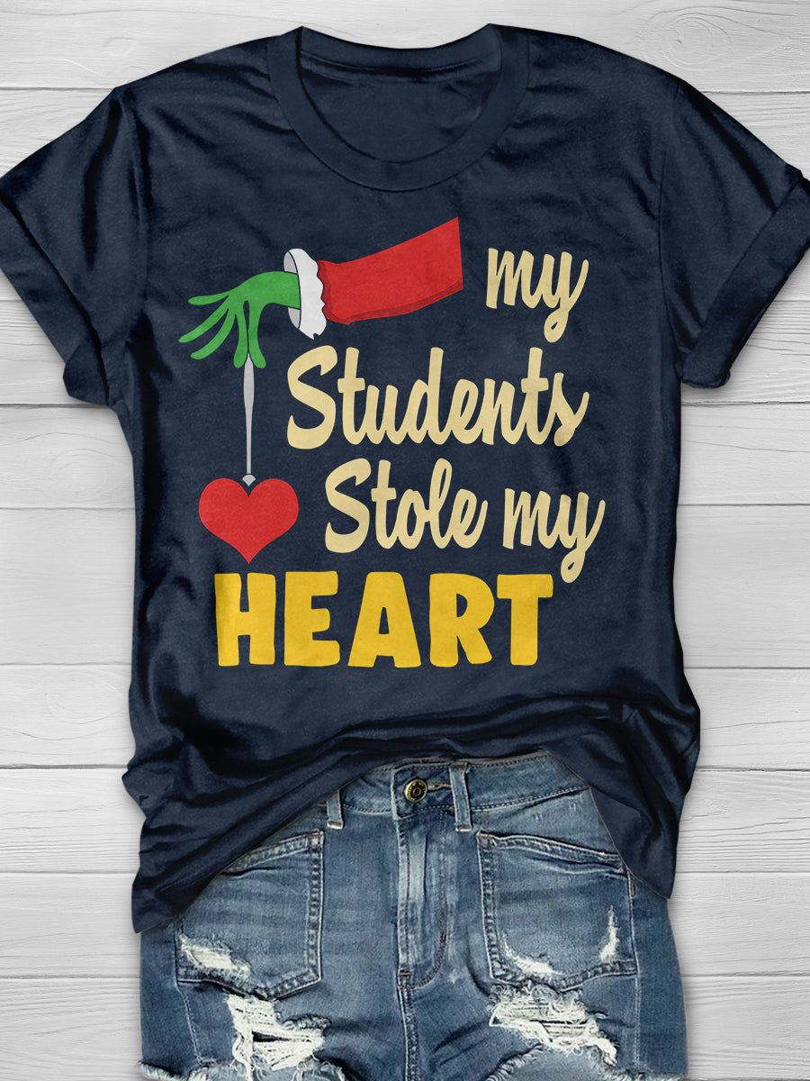 My Students Stole My Heart Print Graphic T-shirts