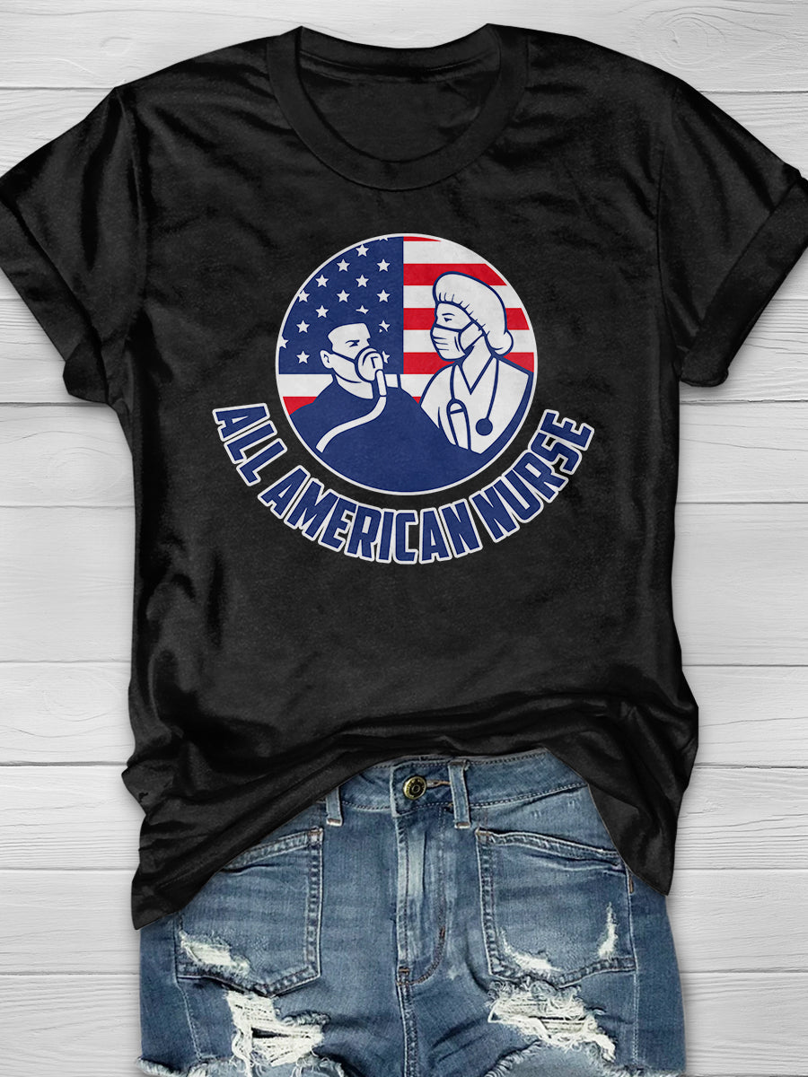 All American Nurse Print Short Sleeve T-shirt