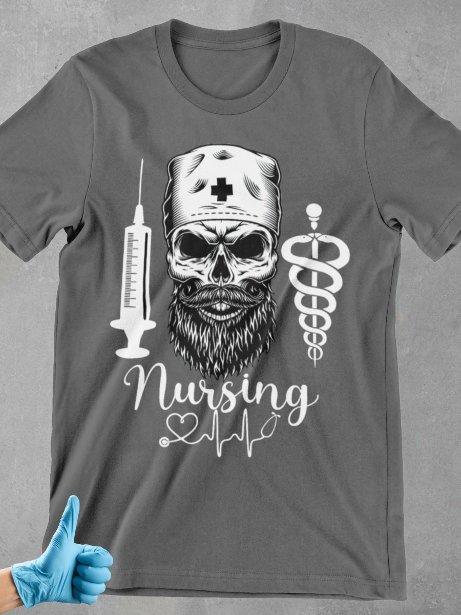 Pirates Skull Nurse Graphic T-shirt