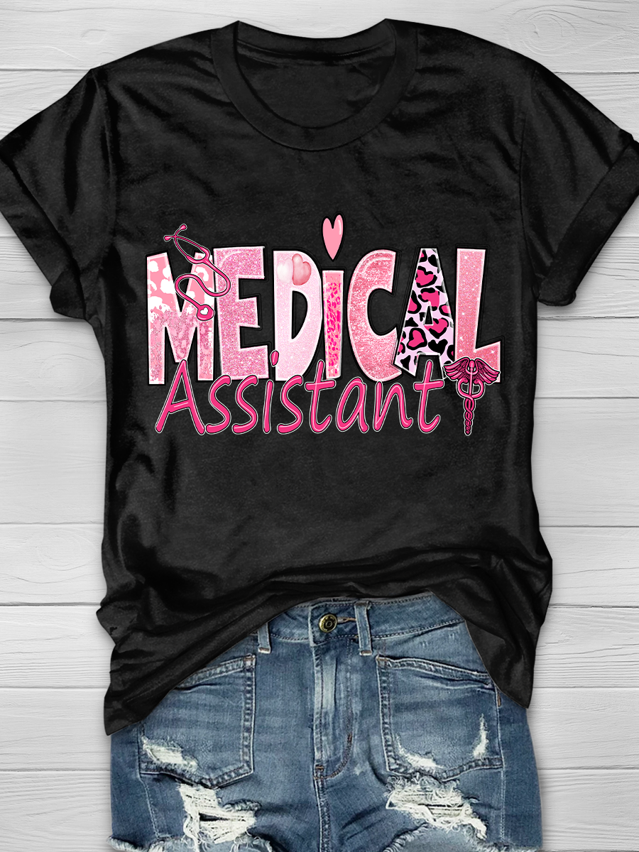 Medical Assistant Pink Graphic T-shirts