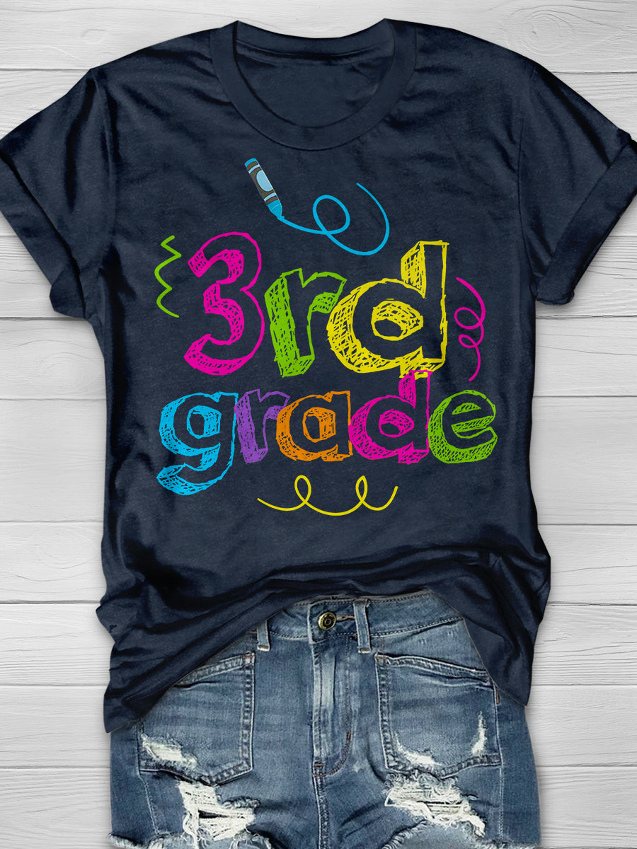 Third Grade Squad Print Graphic T-shirts