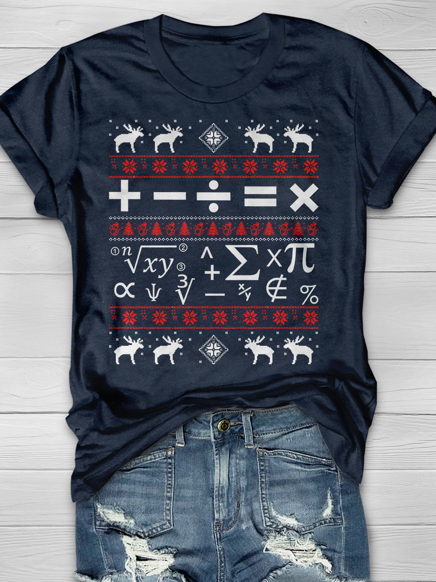 Math Christmas Print Graphic T-shirts