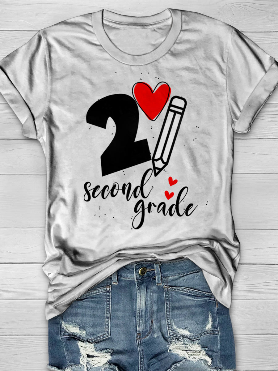 2 Second Grade Print Graphic T-shirts