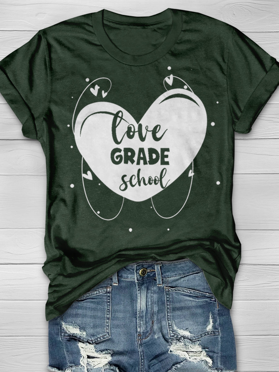 Love Grade School Print Graphic T-shirts