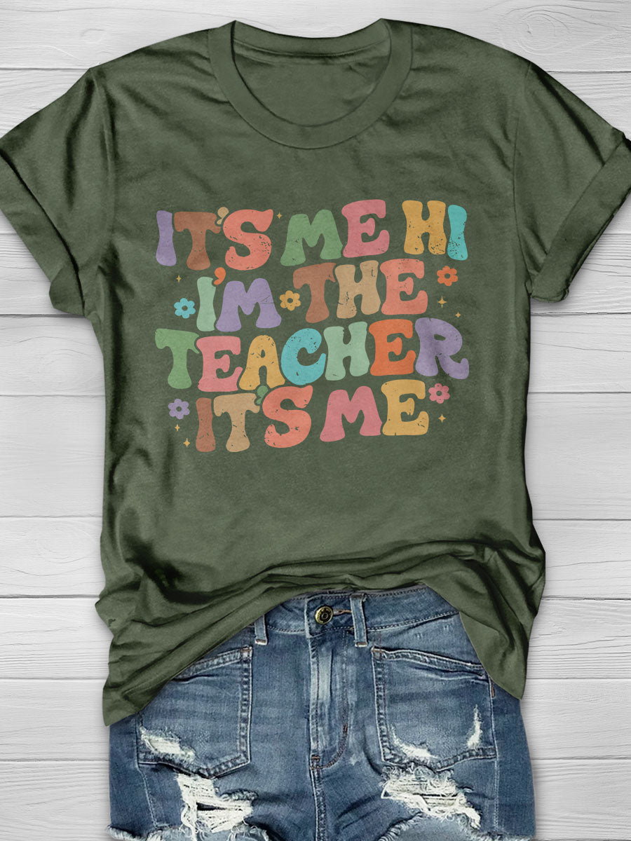 Happy Back To School Teacher Print Short Sleeve T-shirt