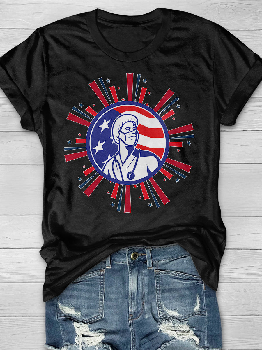 American Nurse Print Short Sleeve T-shirt