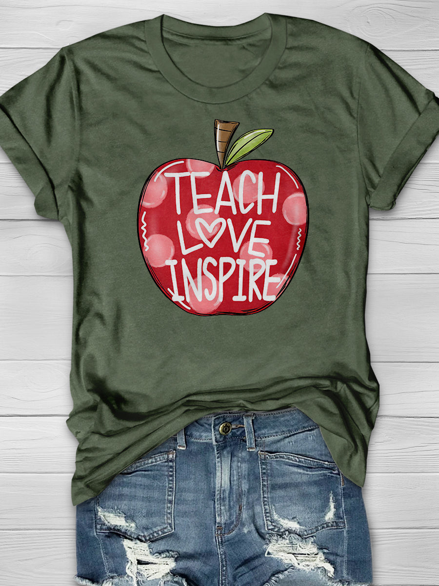 Teach Love Inspire Print Graphic T-shirts