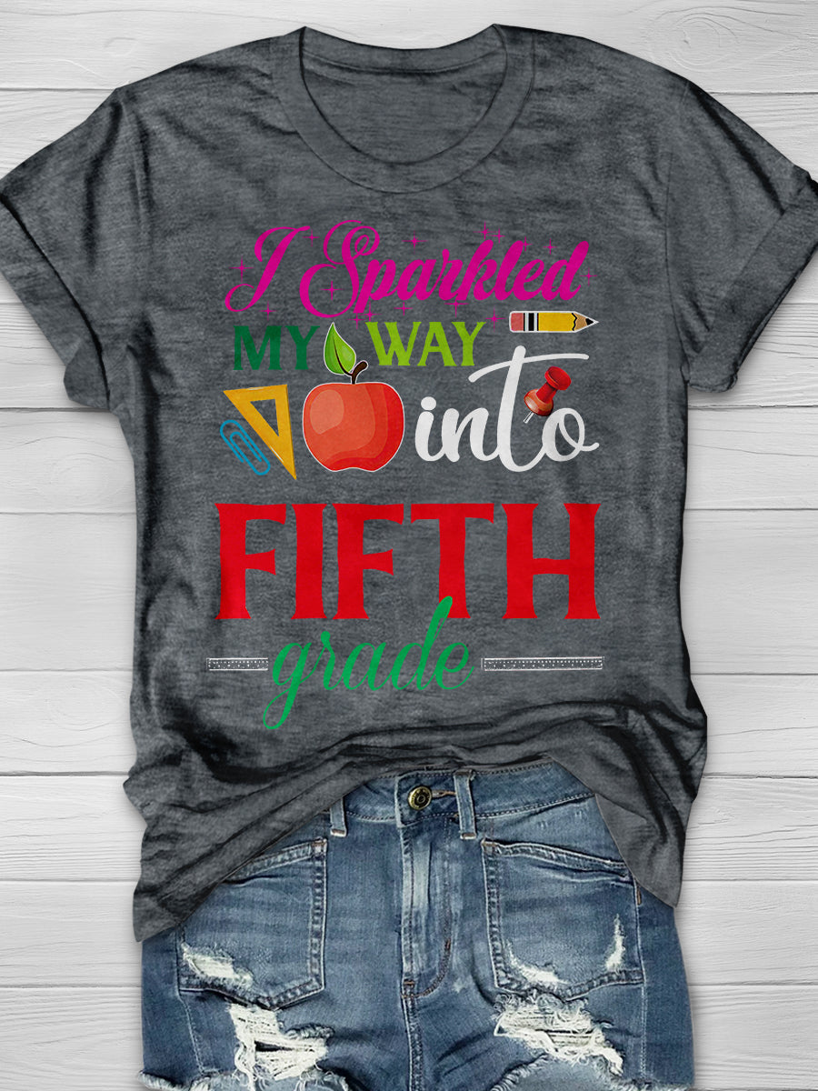 I Sparkled My Way Into Fifth Grade Print Graphic T-shirts