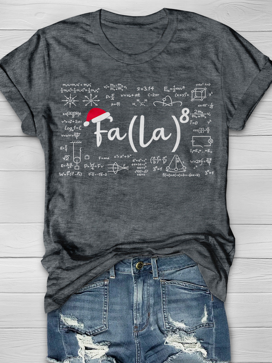 Fa La 8 Math Teacher Christmas Print Graphic T-shirts