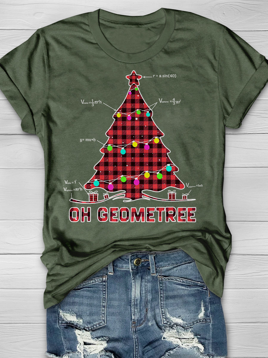 Geometry Christmas Tree Print Graphic T-shirts