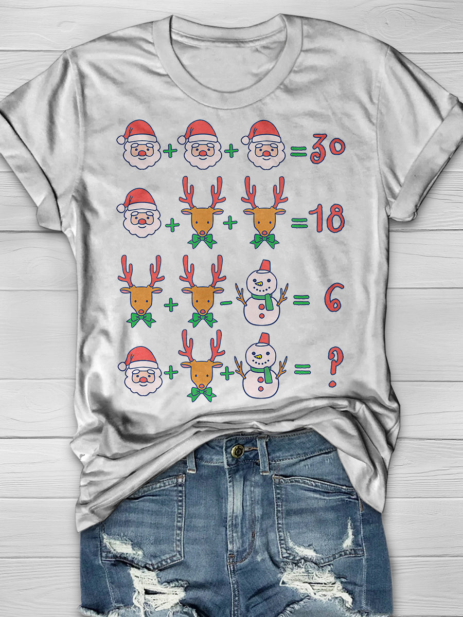 Funny Christmas Math Teacher Print Graphic T-shirts