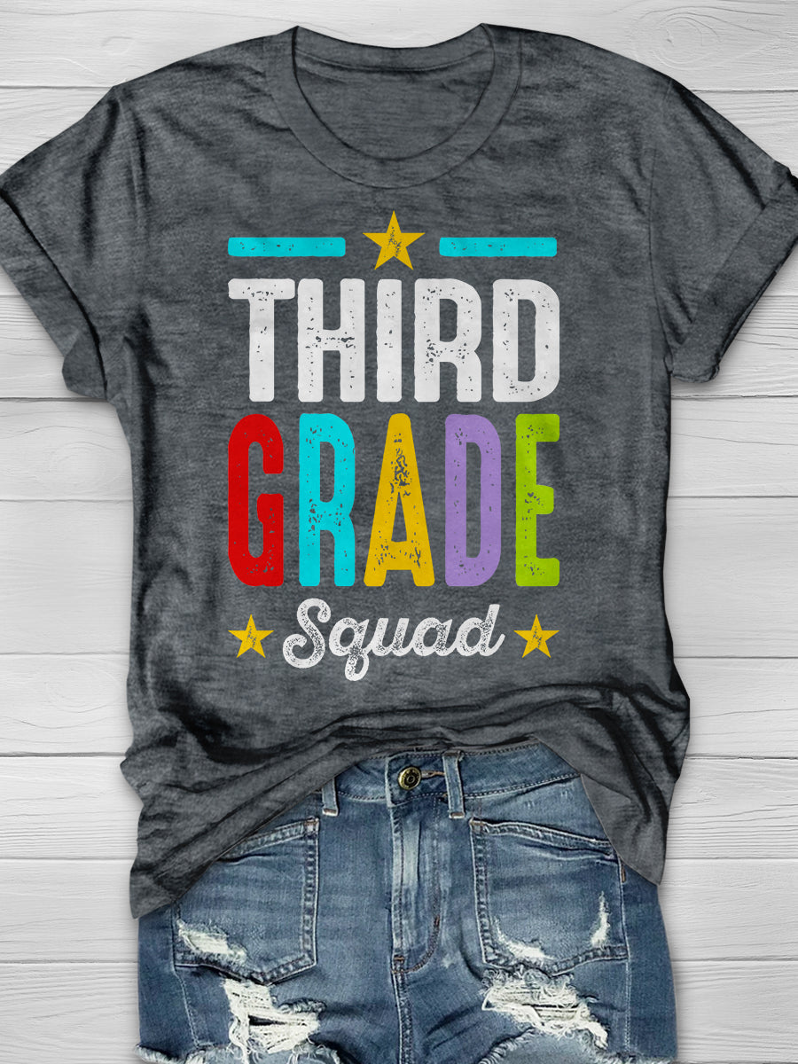 Third Grade Squad Print Graphic T-shirts