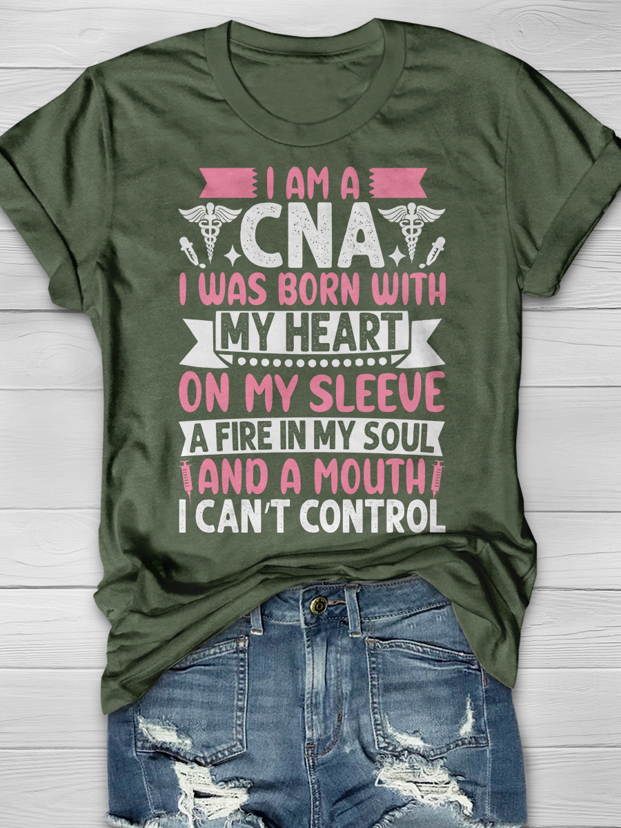 I Am A CNA I Was Born With My Heart On My Sleeve Graphic T-shirts
