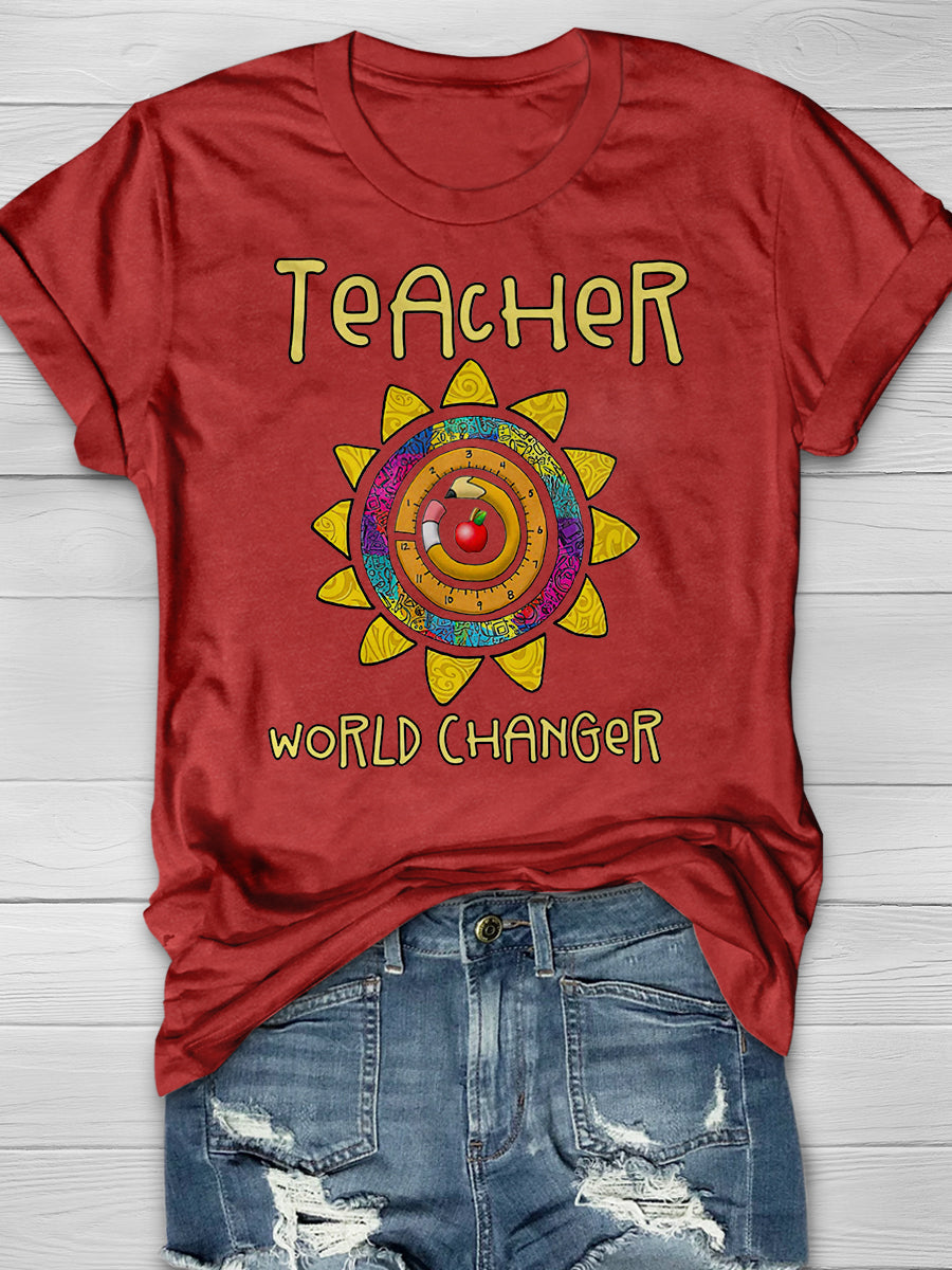 Teacher World Changer Print Graphic T-shirts