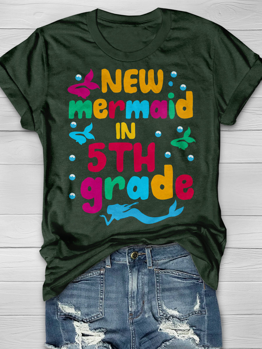 New Mermaid In 5th Grade Print Graphic T-shirts