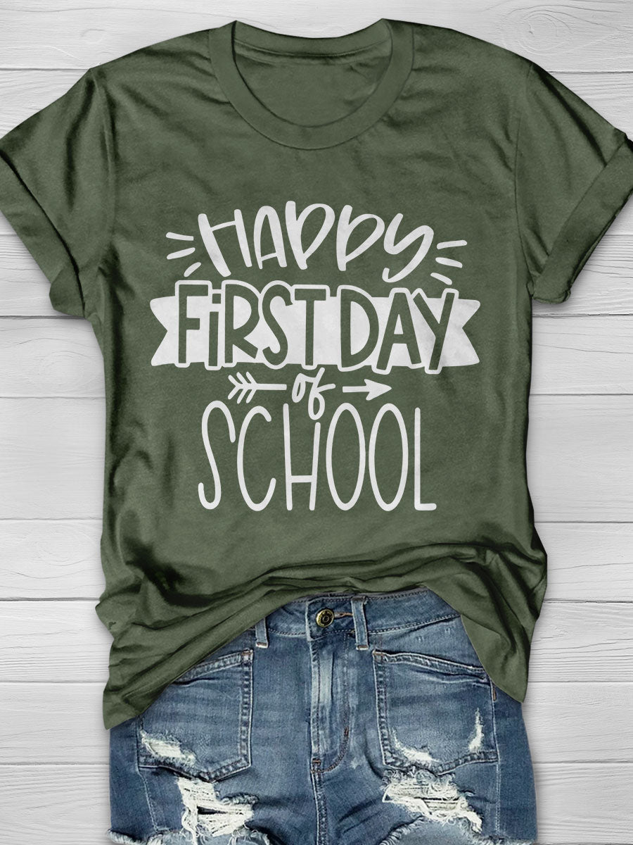 First Day of School Print Short Sleeve T-shirt