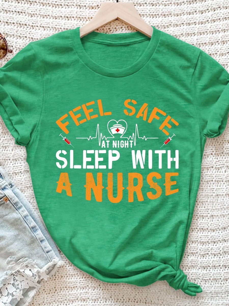 Feel Safe At Night Sleep With A Nurse Print Short Sleeve T-shirt