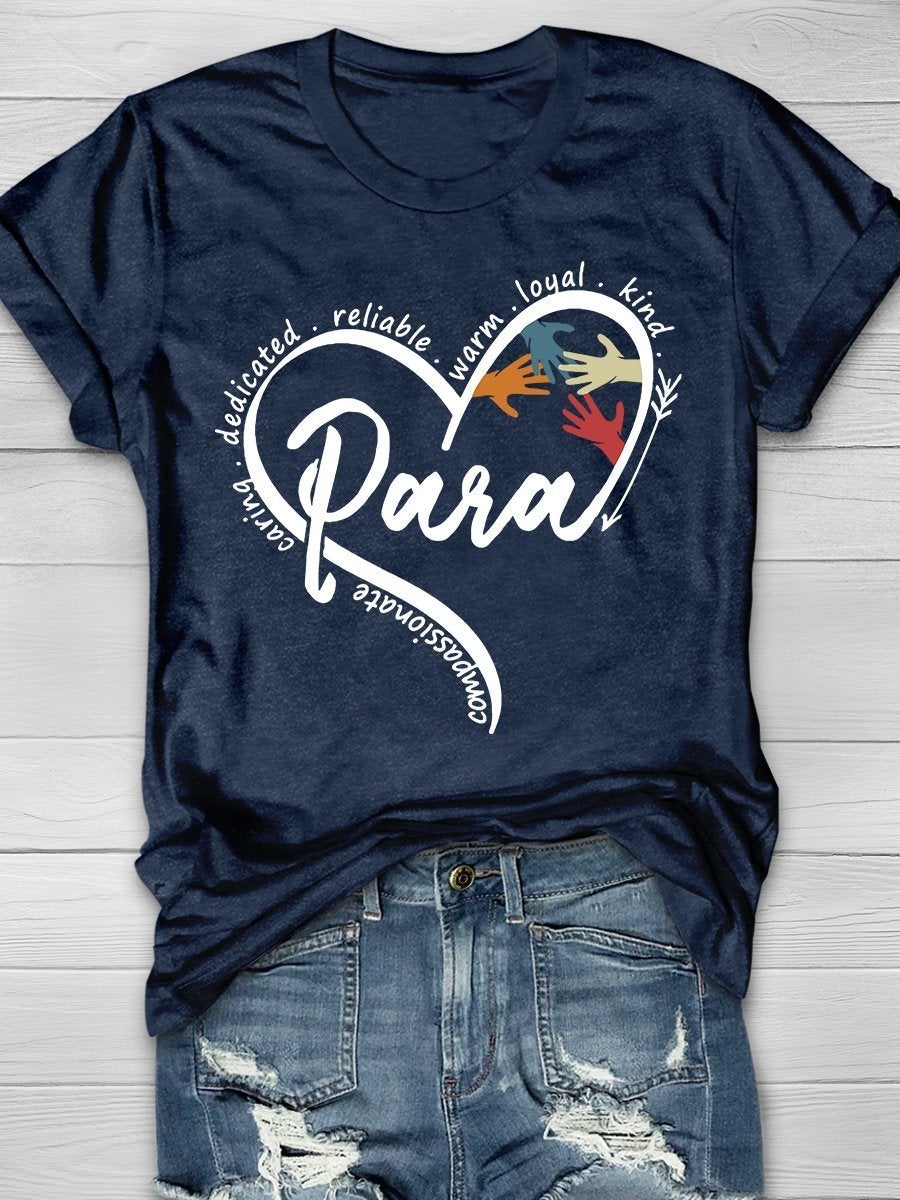 Para Heart Print Graphic T-shirts