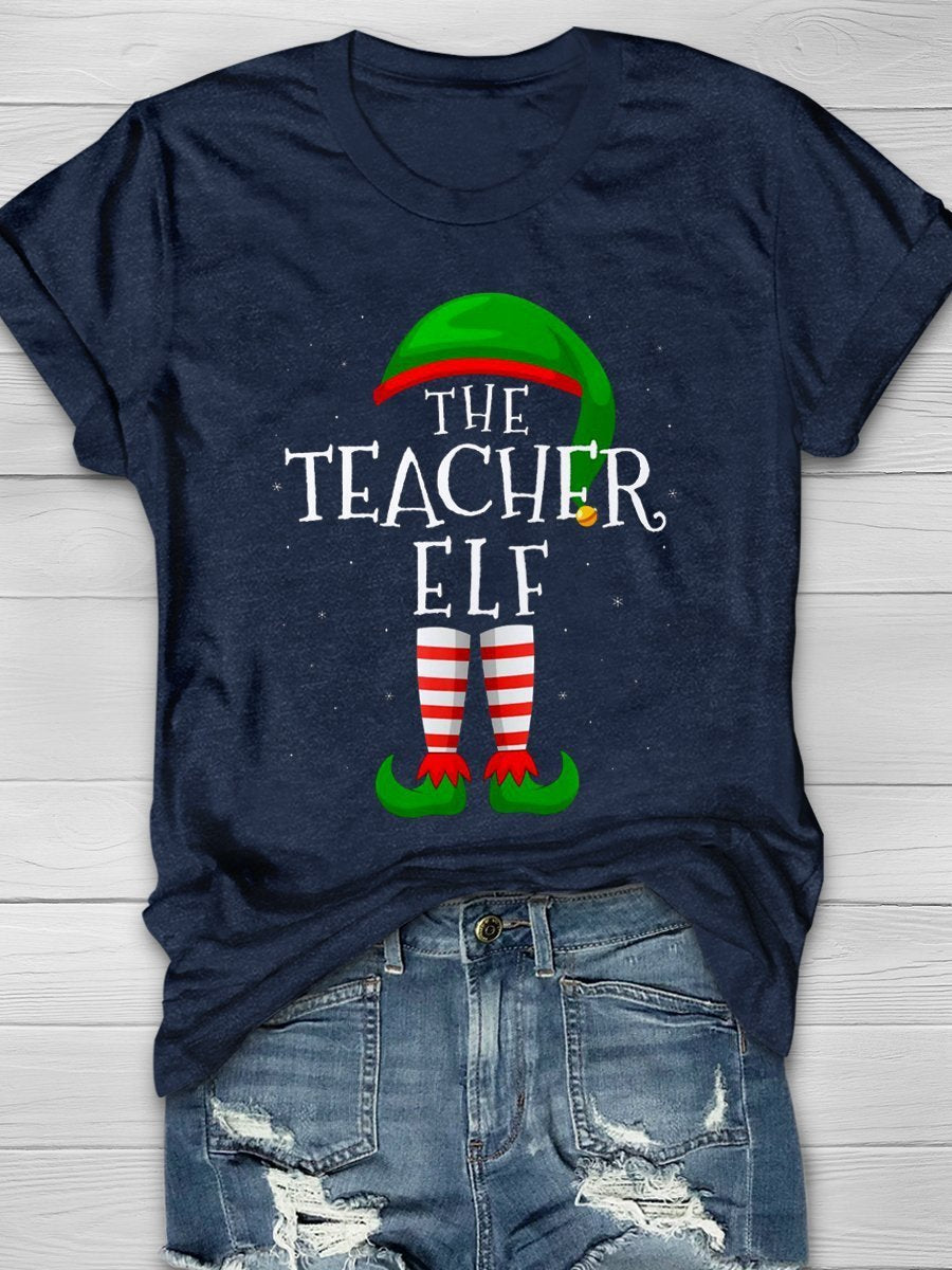 The Teacher Elf Print Graphic T-shirts