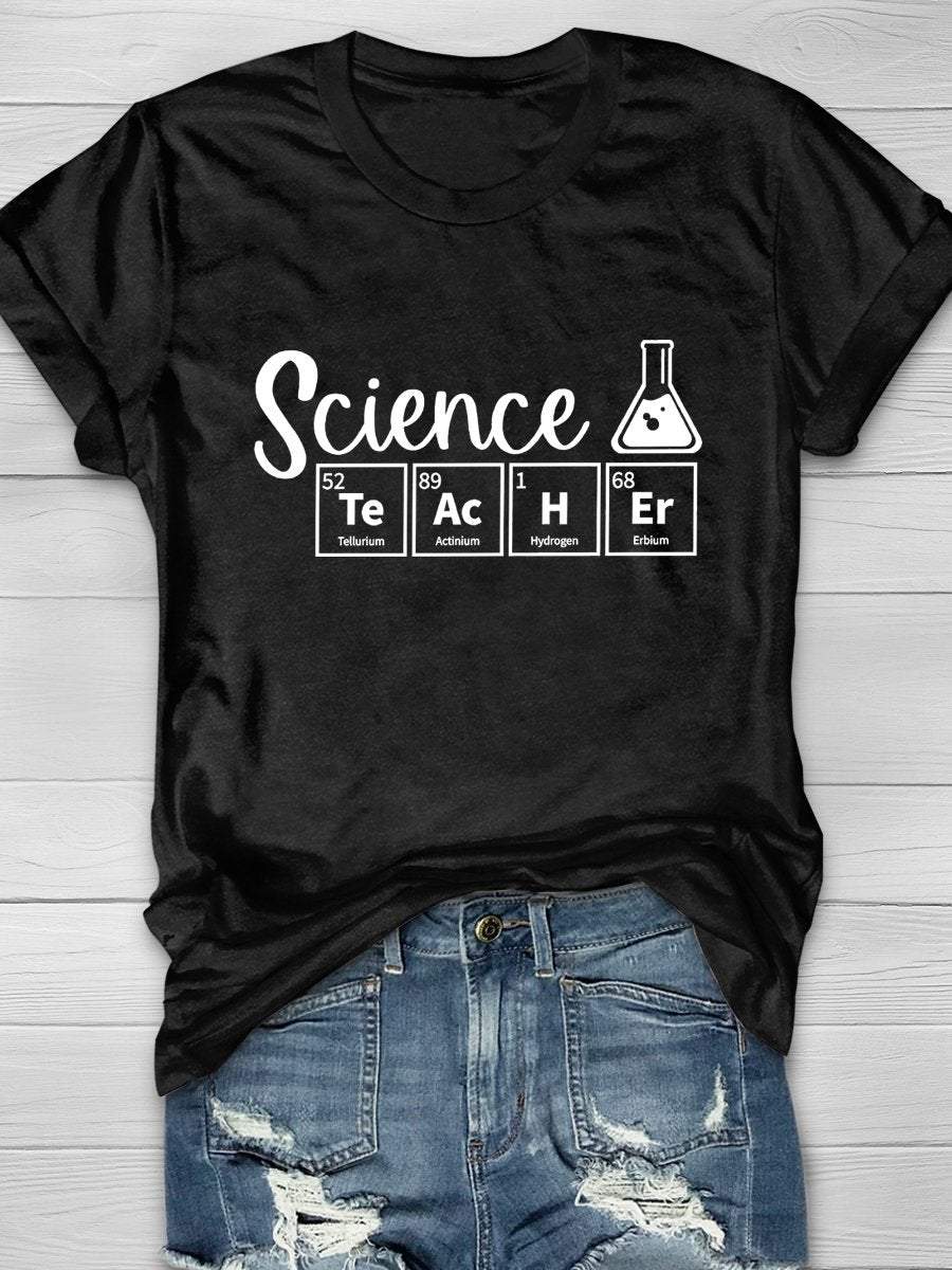 Science Teacher Print Graphic T-shirts