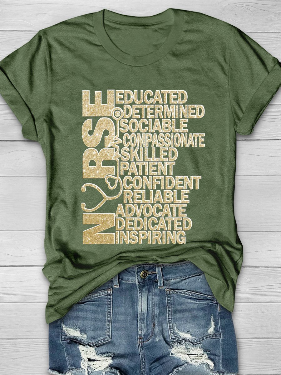 Nurse Print Short Sleeve T-shirt