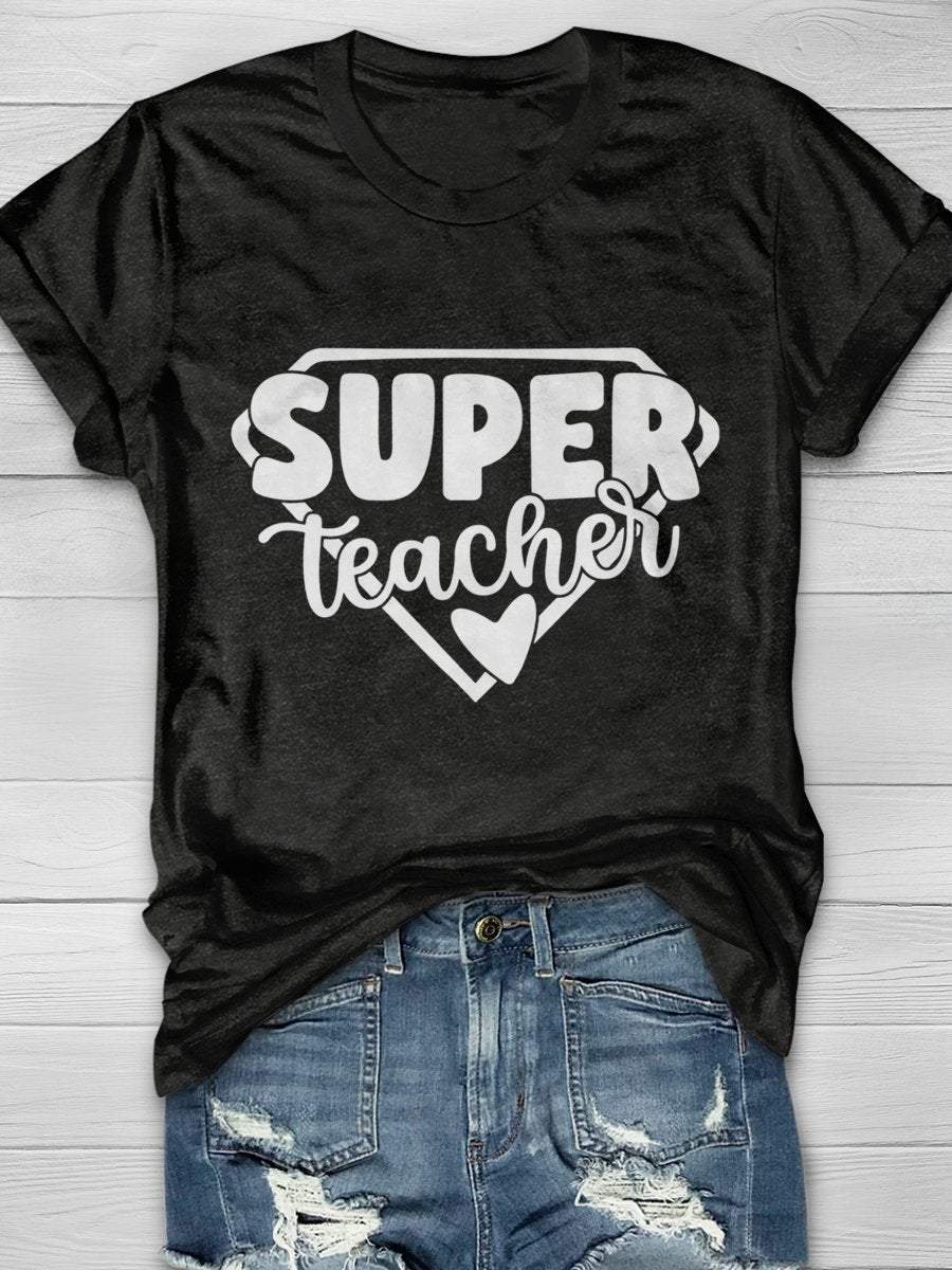 Super Teacher Print Graphic T-shirts
