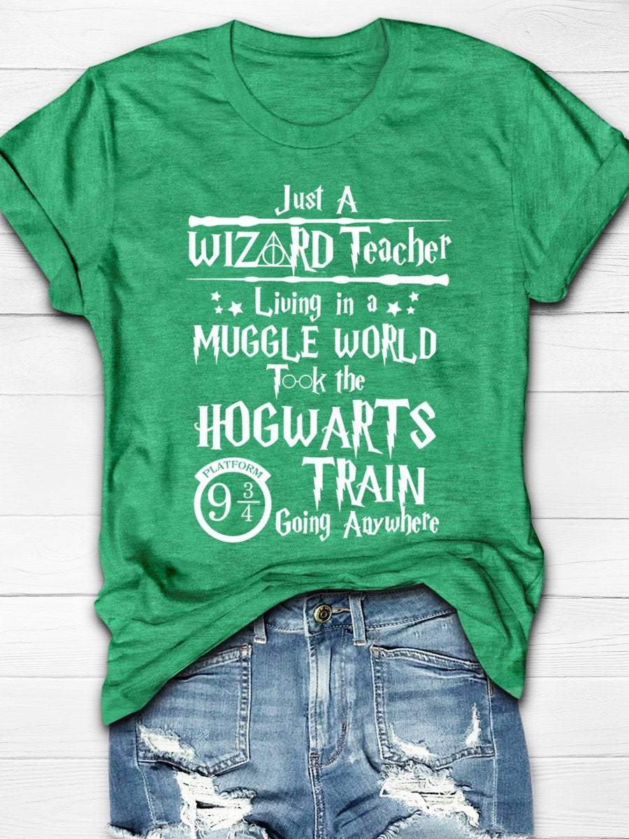 Just A Wizard Teacher Living In a Muggle World Print Graphic T-shirts