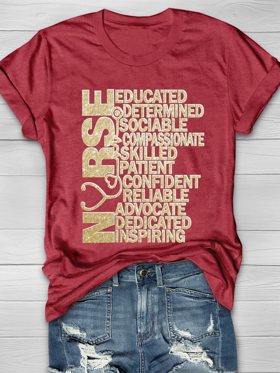 Nurse Print Short Sleeve T-shirt