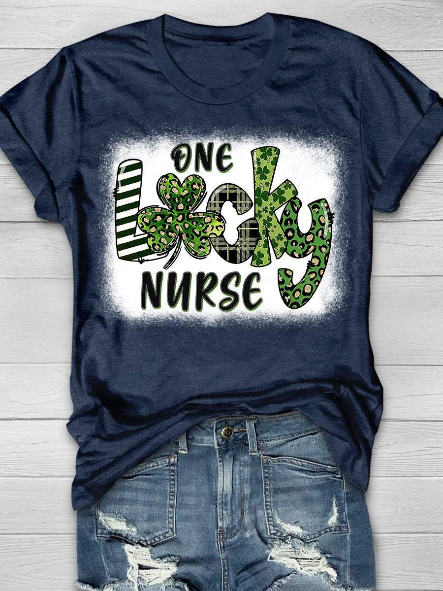One Lucky Nurse Print Short Sleeve T-shirt