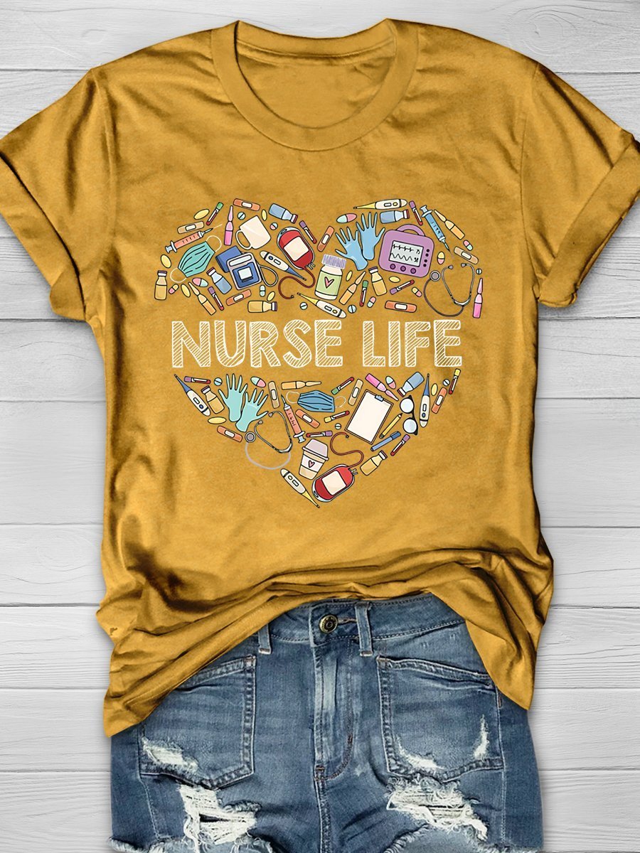 Nurse Life Print Short Sleeve T-shirt