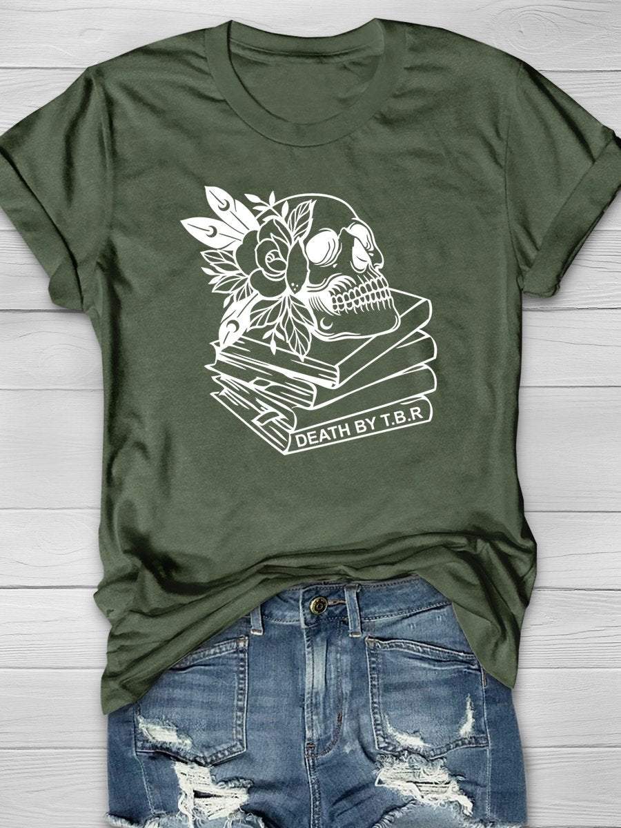 Read Books Death By T.B.R Print Graphic T-shirts