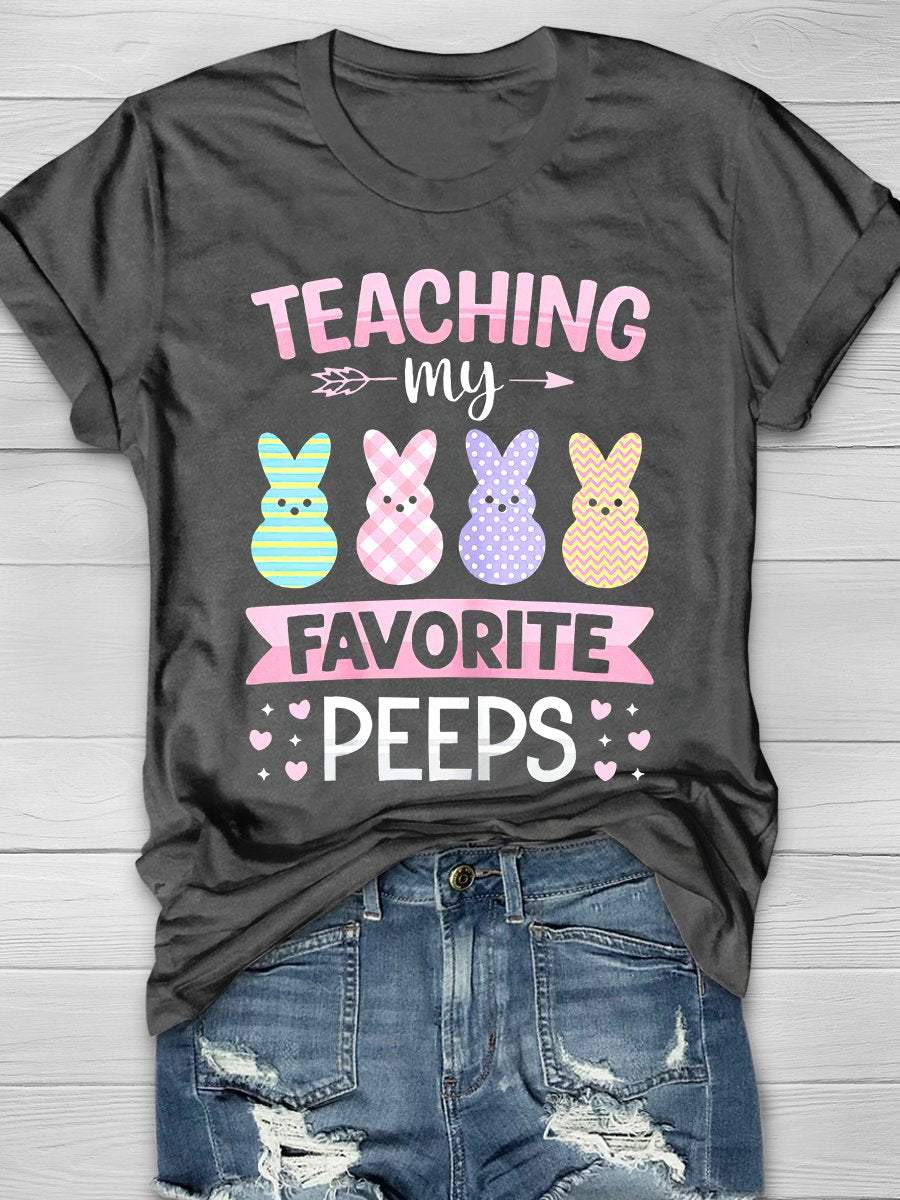 Teaching My Favorite Peeps Easter Teacher Print Graphic T-shirts
