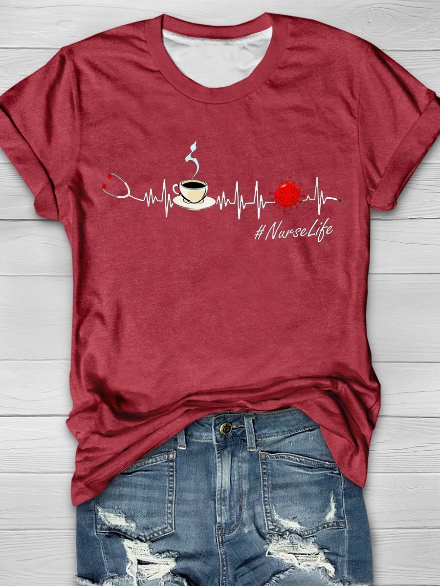 Nurse Life Print Short Sleeve T-shirt
