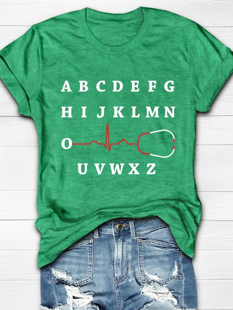PQRST Nurse Print Short Sleeve T-shirt