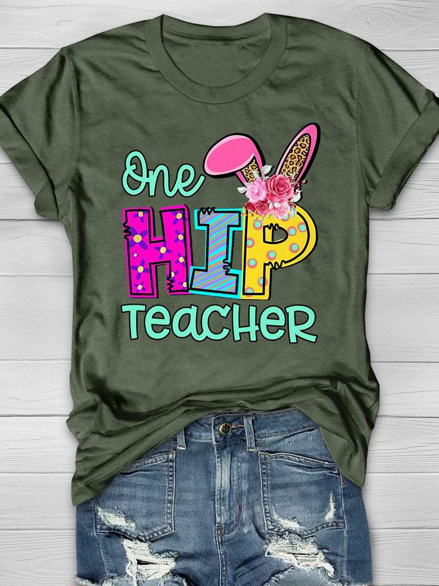 One Hip Teacher Print Graphic T-shirts