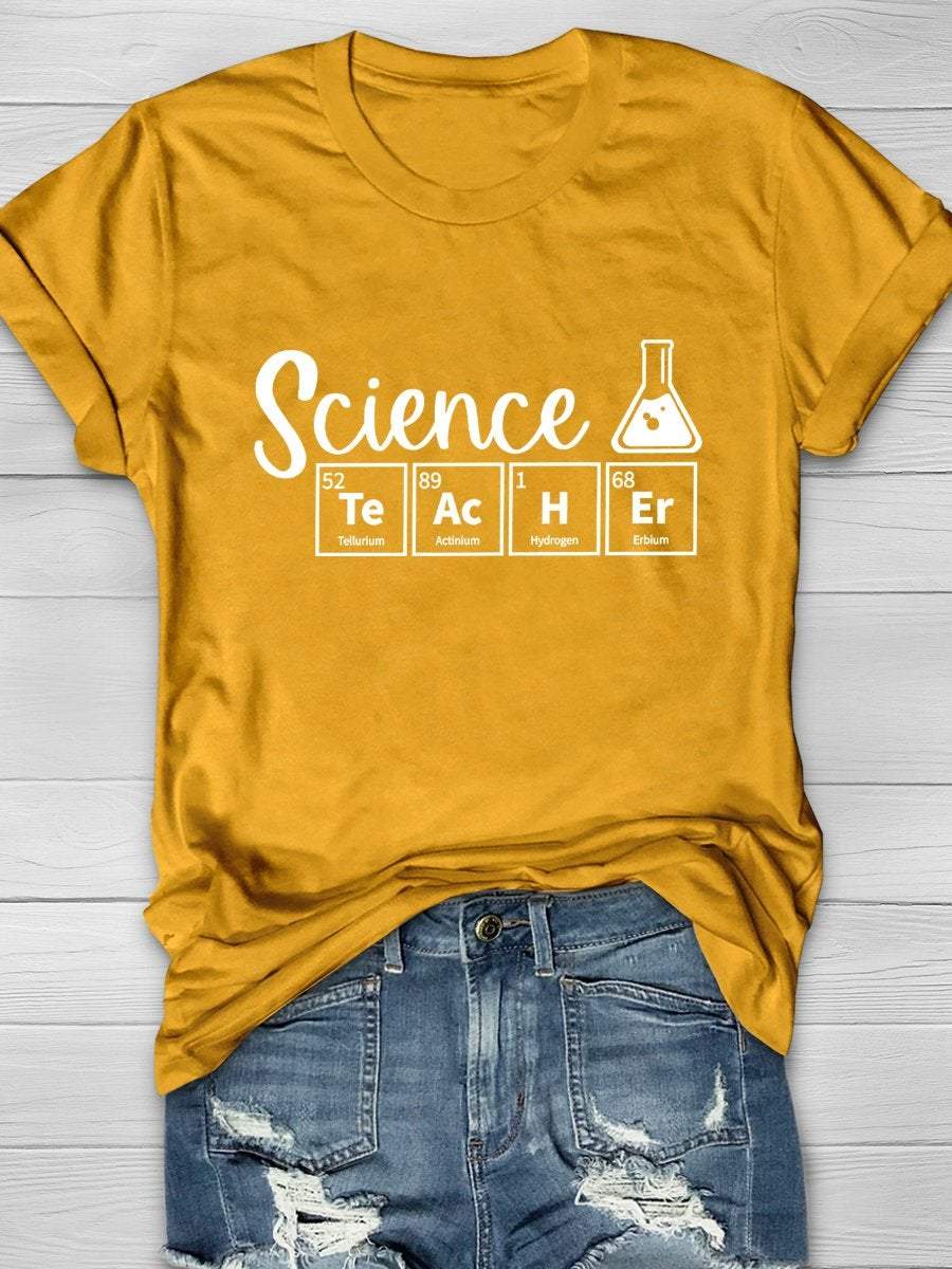 Science Teacher Print Graphic T-shirts