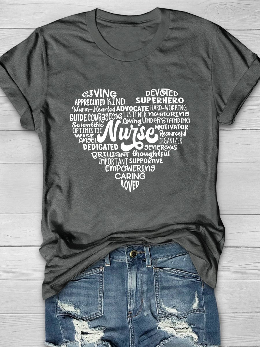 Nurse Print Short Sleeve T-shirt