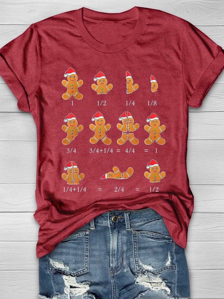 Math Teacher Christmas Print Graphic T-shirts