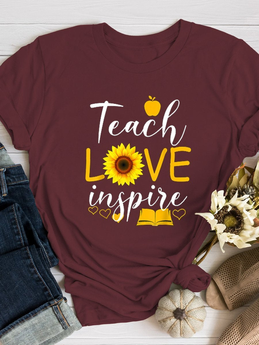 Teach Love Inspire Back to School Print Graphic T-shirts