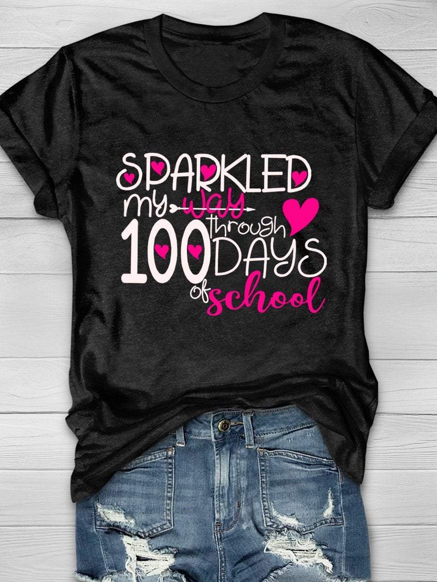 Happy 100th Day Of School Print Graphic T-shirts