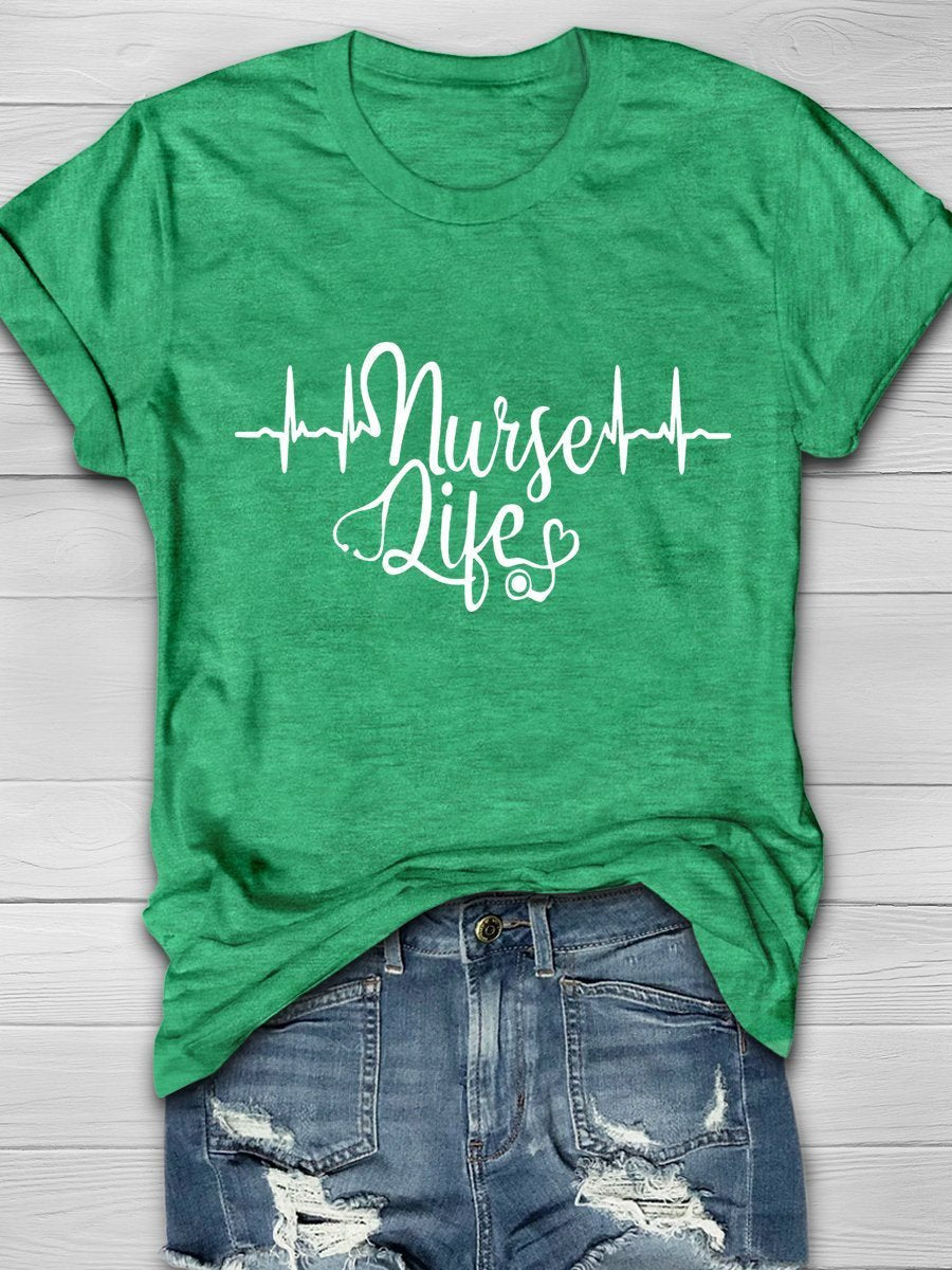 Nurse Life Print Short Sleeve T-shirt