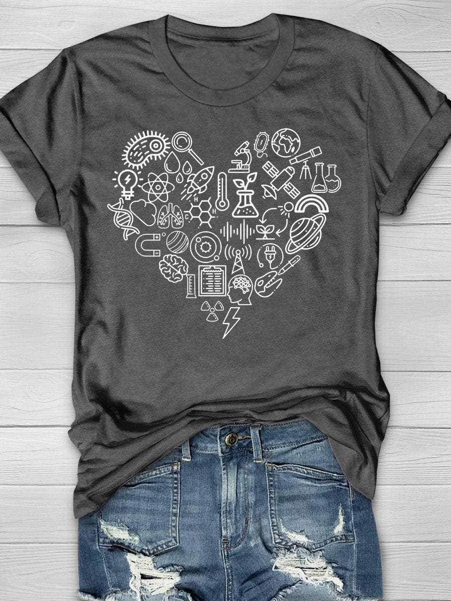Science Teacher Love Print Graphic T-shirts