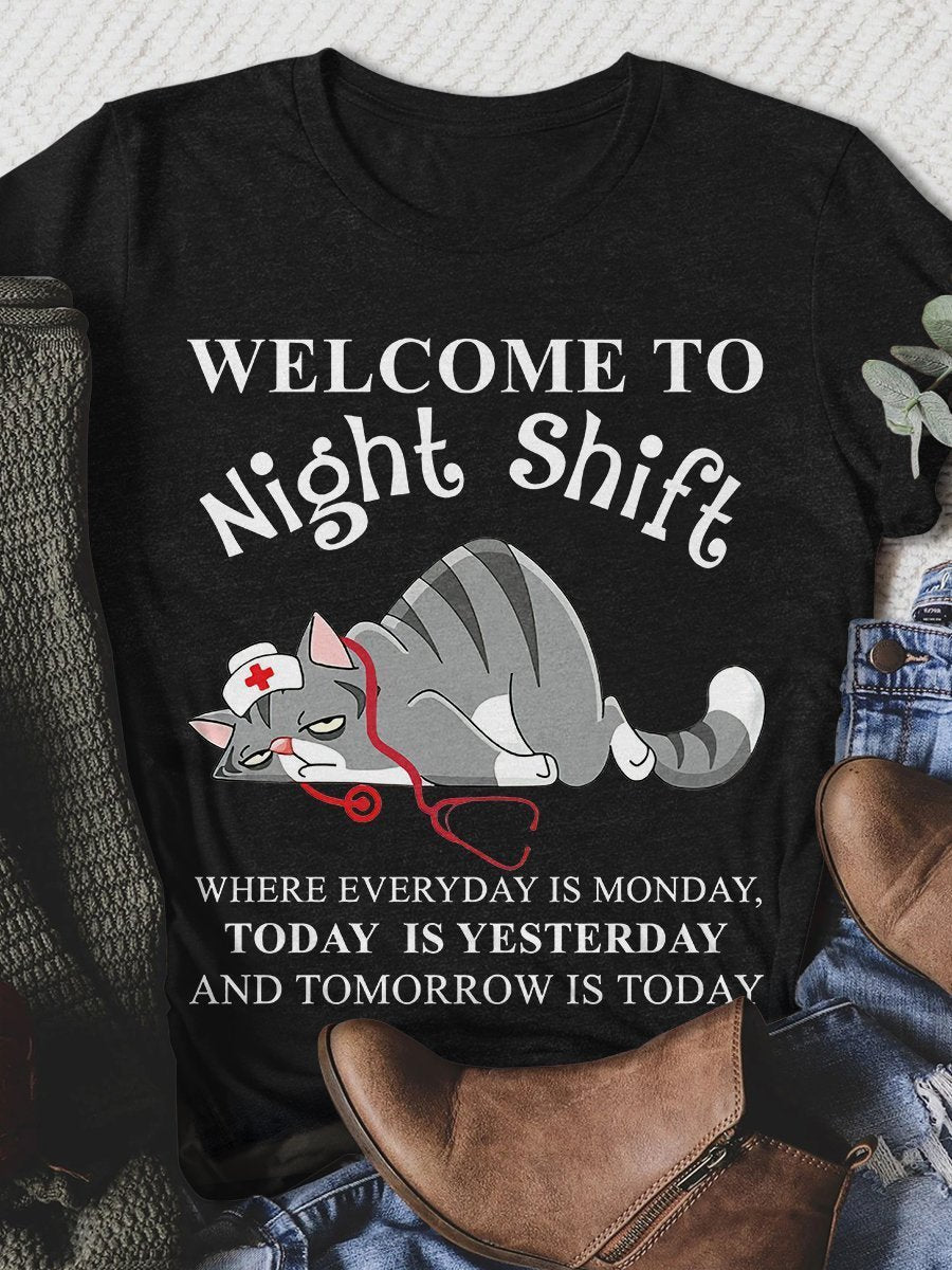 Night Shift Nurse Print Short Sleeve T-shirt