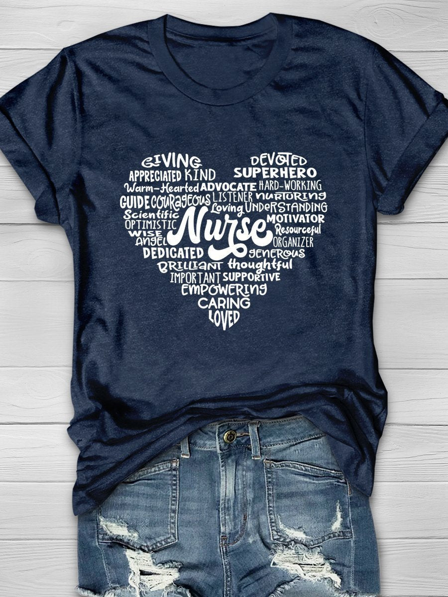 Nurse Print Short Sleeve T-shirt