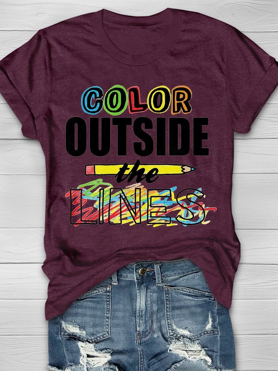 Color Outside The Lines Print Graphic T-shirts