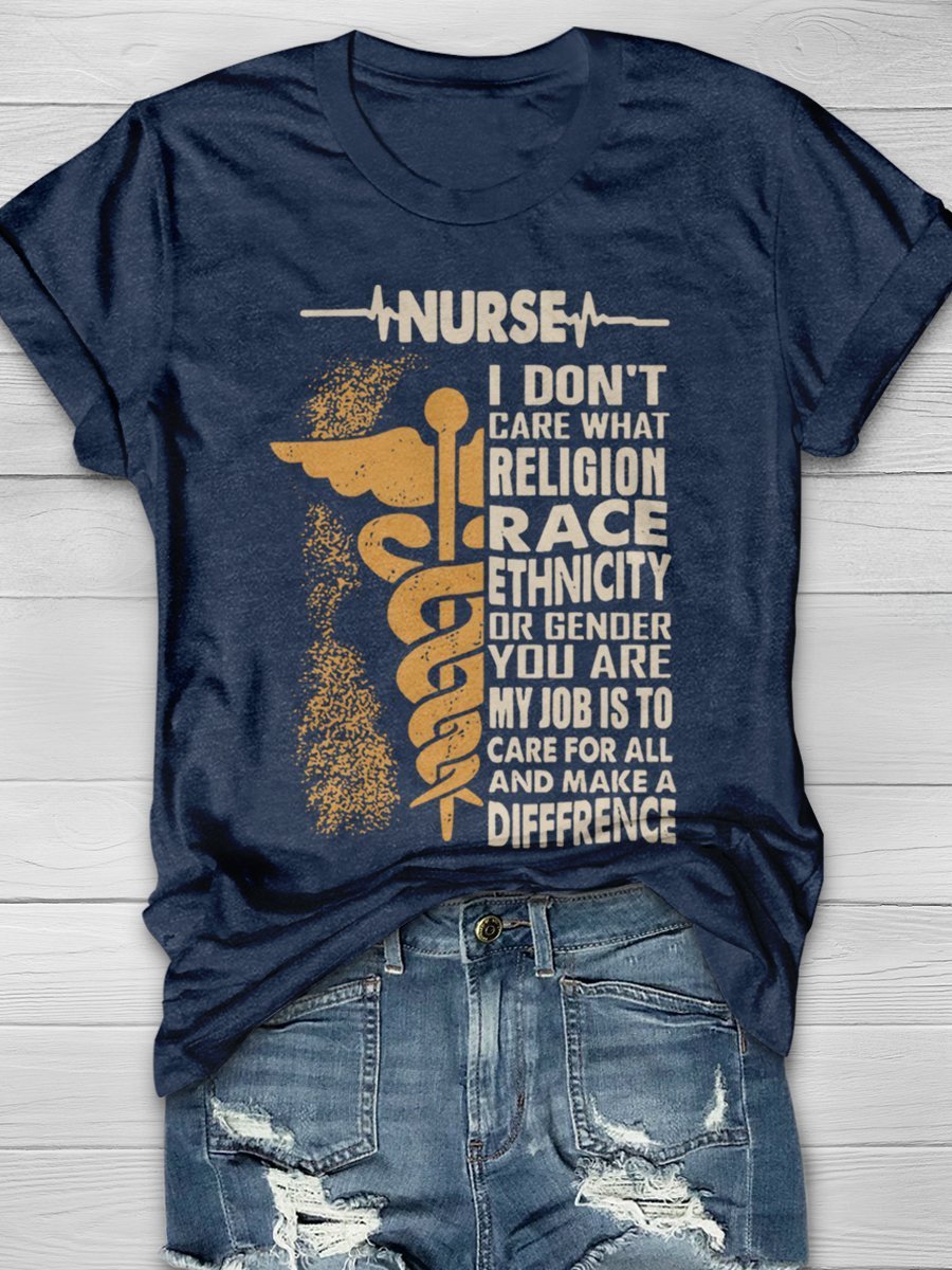 Nurse I Don't Care What Religion Print Short Sleeve T-shirt