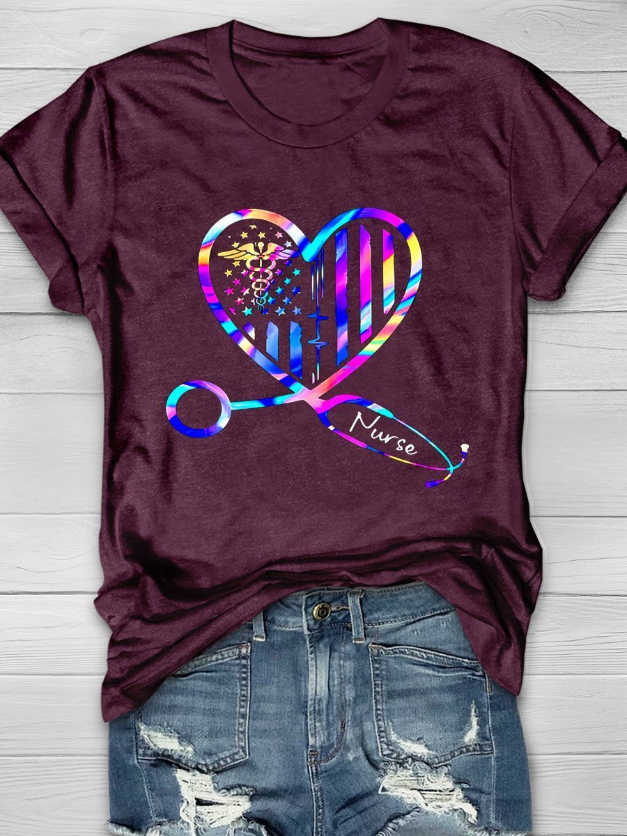 Nurse Print Short Sleeve T-shirt