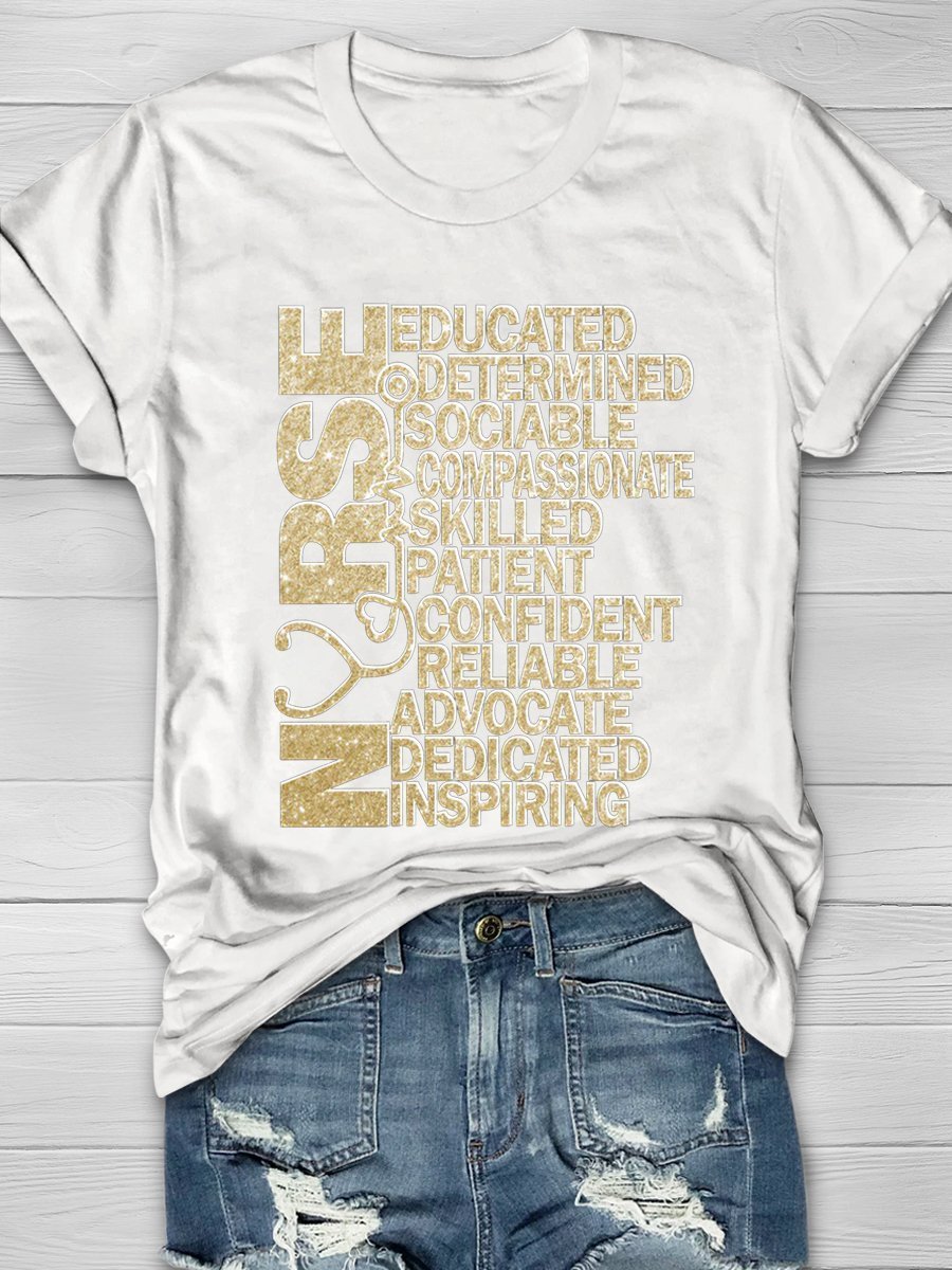 Nurse Print Short Sleeve T-shirt
